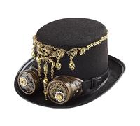 Derwrtup Chapeau steampunk avec lunettes de protection, accessoires de | Chapeau cylindrique pour les vacances, carnaval, festival, scène, théâtre, cosplay, mascarade et fête costumée
