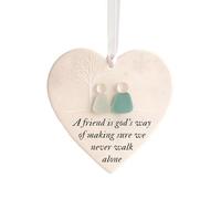 Derwrtup Décoration en verre de mer - En forme de cœur - Pendentif en verre de mer - Pour femme, fille, meilleure amie, colocataire, mariage, anniversaire, Noël, fête des mères