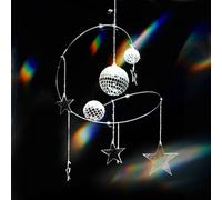 Derwrtup Décoration murale décorative avec sphère de miroirs en forme d'étoiles réfléchissantes rotatives pour fêtes, voiture, fenêtre, extérieur, intérieur, plafond, jardin, patio