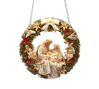 Derwrtup Décorations de Noël chrétiennes | Décorations suspendues en acrylique 2D de la naissance de Jésus, scènes suspendues de crèche avec trapèze pour souvenir catholique femmes hommes maison auto