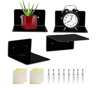 Derwrtup Étagères murales transparentes | 4 supports multifonctions | 10 cm Étagères polyvalentes et stables | Pour rangement de chambre à coucher, cuisine, bibliothèque, salon, album de salle de bain