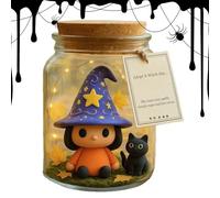 Derwrtup Figurine d'Halloween en verre | Sorcière avec chapeau décoratif dans le verre, point central pour Halloween, salle de bain, photographie, chambre à coucher, entrée, cuisine, salon, bureau