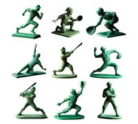 Derwrtup Figurines de Baseball Classiques, Figurine de Joueur de Baseball Vert - Players de Baseball imprimés 9X 3D 2 Pouces Figurine - Salon de Salle à Manger