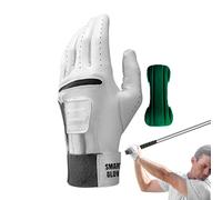 Derwrtup Gants de Golf en Cuir, Gants de Golf d'entraînement - Gants de 2 en 1 en Cuir pour Hommes pour l'entraînement,Outil de Pratique de à Prise Confortable pour Les Amateurs, Les