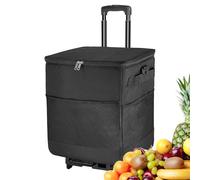 Derwrtup Glacière à roulettes - 35 l - Grande glacière isolée - Chariot isotherme pour camping, pêche, pique-nique, excursion, fête