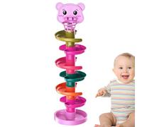 Derwrtup Jeu de Piste à Billes à roulement - Rampe à Billes pour - Jouet empilable - Circuit de Lancer éducatif pour Tout-Petits - Tour de Toboggan à balles pour 1 à 3 Ans
