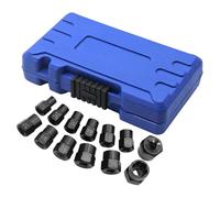 Derwrtup Jeu d'extracteurs de vis - Outil d'extraction avec coffret de rangement - 13 pièces - Outils de précision antidérapants pour le dépannage des moyeux de roue et dans les ateliers