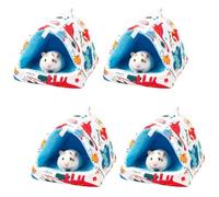 Derwrtup Lot de 4 lits pour hamster - Pour cochon d'Inde - Pour hamster, lapin, hérisson, chinchilla, dragons barbus et furets