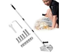Derwrtup Pelle à Sable pour Détecteur de Métaux - Pelle à Sable pour la Plage,Outil de Ramassage Manche Long en Acier Inoxydable avec Râteau Anti-Dérapant Le Creusement, la Chasse et Le