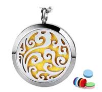 Derwrtup Pendentif à l'huile d'aromathérapie, Collier Pendentif à l'huile, Médaillon Pendentif Aromathérapie Diffuseur Huile Collier, Collier médaillon de Parfum Creux, Bijoux pour Hommes et Femmes