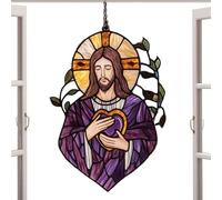 Derwrtup Pendentif chrétien en acrylique coloré, attrape-soleil à l'intérieur, ornements Jésus en acrylique plat, ornements de réchauffement de maison, décoration d'intérieur, accessoires d'intérieur