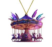 Derwrtup Pendentif décoratif d'hiver - Ornement de carrousel - Pendentif rond festif avec lumières colorées - Décoration de cheval compacte pour la famille, les amis, les collègues