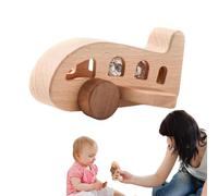 Derwrtup Petit Jouet d'avion en Bois, modèles d'avion en Bois - Jouet hochet à mâcher pour motricité Fine,Avion en Bois de hêtre , Perles colorées intégrées pour Assistant de Formation à l'écoute