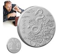 Derwrtup Pièce de serpent 2025, pièce de serpent du Nouvel An, pièce de nouvel an chinois heureuse | Coque en acrylique comme pièce souvenir pour présentation d'armoire, décoration de la maison et