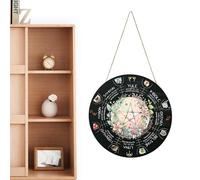 Derwrtup Roue de l'année en bois | Signe païen nordique gravé - Calendrier de sorcière avec signe de sorcière païen, signe céleste, cadeau pour collègues, amis