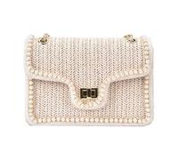 Derwrtup Sac à bandoulière pour femme, portefeuille à épaules | Straw Faux Pearl Shoulse Purso Paramujeres - Design de sangle amovible organisateur multifonction accessoire de mode pour maman, épouse