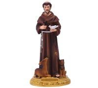 Derwrtup Statue de Saint François d'Assise | Statue peinte à la main en résine peinte à la main, collection d'échelles classiques, cadeau pieux, inspiration prière, collection Renaissance