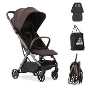 Deryan Air Travel Buggy pour Avion - Pour enfants de la naissance jusqu'à 22 kg, 0-4 ans, Avec fonction couchage, Ultra légère 8 kg, Pliable d'une seule main, UPF 50+, panier jusqu'à 5 kg (Chocolat)