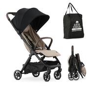 Deryan Air Travel Buggy, Pour enfants de la naissance jusqu'à 22 kg, 0 à 4 ans - Avec fonction couchage - Ultra légère 8 kg, Pliable d'une seule main Pour Avion, UPF 50+, Panier jusqu'à 5 kg, Nougat