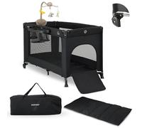 Deryan Believer Complete Lit Parapluie Bébé avec Matelas Inclus, 0-4 Ans (0-20 kg), Léger 12 kg, Grand Matelas, Ouverture Latérale, Design Pliable, Sac de Transport Inclus, 120 x 60 cm (Noir)