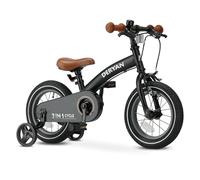 Deryan Bicyclette pour Enfant 12" | Vélo 3 en 1 | Bicyclette avec Selle réglable et Guidon | Vélo Enfant pour garçons et Filles | Noir