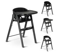 Deryan Chaise Haute évolutive 4en1, Pour Bébé Ergonomique, Confortable, Inclinable, Pliable, Avec Hauteur Réglable, Repose-Pieds, Plateau Amovible, 6 mois à 3 ans (50 kg) - Noir