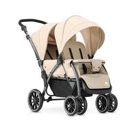 Deryan Elena Poussette Duo Tandem pour Enfants - Double Duett avec Harnais 5 points et Ajustable à 4 ans - avec housse de pluie (Nougat)