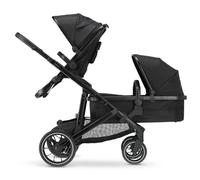Deryan Evy V2 Poussette pour 2 enfants - Pour nouveau-nés, tout-petits et enfants à l'âge préscolaire - Poussette pour bébé jusqu'à 50 kg - Poussette de voyage 2 en 1 - Kit complet - Noir