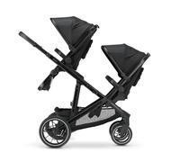Deryan Evy V2 Poussette pour 2 enfants - Pour nouveau-nés, tout-petits et enfants à l'âge préscolaire - Poussette pour bébé jusqu'à 50 kg - Poussette de voyage 2 en 1 - Kit complet - Noir, 2 siège