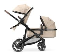 Deryan EVY V2 Poussette pour 2 enfants - Pour nouveau-nés, tout-petits et enfants d'âge préscolaire - Poussette bébé jusqu'à 50 kg - Poussette jumelle - Voyage 2 en 1 - Kit complet - Nougat