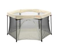DERYAN Lit de voyage pour bébé avec matelas de sol, boîte portable, 120 x 75 cm, pliable et stable, crème