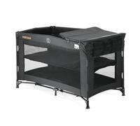 Deryan Lit de voyage pour bébé - Lit de camping pop-up 120 x 60 cm - Lit bébé avec matelas et sac de transport - Léger et pliable - Idéal pour les voyages et la maison - Noir