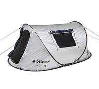 Deryan Luxe Dome Tente de Voyage Pop-up Installation en 2 Secondes, Anti UV, Convient pour 2 Personnes pour Argent/Noir, 1 Unité