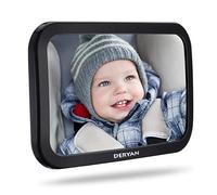 Deryan Luxe XL 360° Rétroviseur de siège arrière pour bébé - Rétroviseur de siège arrière 100% incassable pour une conduite en toute sécurité - Premier équipement bébé & Accessoires voiture