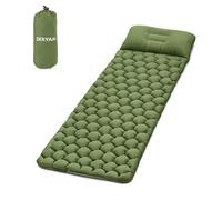 Deryan Matelas de Camping Matelas autogonflant ultraléger avec Oreiller et Pompe à Pied intégrée Matelas de Camping Gonflable Portable et Compact pour Le Trekking en Plein Air, Vert (Vert)