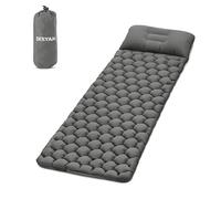 Deryan Matelas de Camping Matelas autogonflant ultraléger avec Oreiller et Pompe à Pied intégrée Matelas de Camping Gonflable Portable et Compact pour Le Trekking en Plein Air, Vert (Gris)
