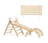 Deryan Montessori Kit de jeu d'intérieur mur d'escalade pour tout-petits et enfants - Triangle d'escalade 5 en 1 - Jouet d'escalade pliable en bois pour tout-petits de 3 à 8 ans - Avec matelas