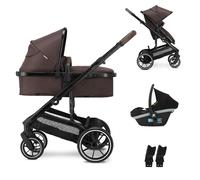 Deryan NOA Poussette 3 en 1 avec Siège auto I-Size, système de voyage, poussette bébé, poussette pliable, pour nouveau-né jusqu'à 4 ans (Chocolate)