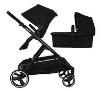 Deryan Poussette pour 2 enfants - pour nouveau-nés, tout-petits et enfants d'âge préscolaire - poussette poussette jusqu'à 50 kg - landau - poussette de voyage 2 en 1 ensemble complet - Noir