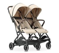 Deryan Rolo X2 Poussette 2 en 1 - Petit pliable - De la naissance à 4 ans - Charge maximale par siège : 22 kg - Poussette pliable - Compacte et pliable - Nougat