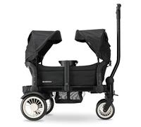 Deryan Sandy Chariot de transport pliable avec toit (1-5 ans), roues avant pivotantes à 360, frein avant et pneus en caoutchouc plein avec sac extérieur XXL, 2 poches en filet et housse, Noir