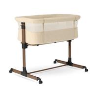 Deryan Snoozy Co-Sleeper 3 en 1 Lit bébé jusqu'à 9 kg Cododo, Berceau Réglage de la Hauteur et de l’Inclinaison du Matelas 4 roulettes avec Freins Matelas Ergonomique Sac (Nougat)
