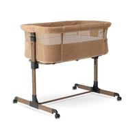 Deryan Snoozy Co-Sleeper 3 en 1 Lit bébé jusqu'à 9 kg Cododo, Berceau Réglage de la Hauteur et de l’Inclinaison du Matelas 4 roulettes avec Freins Matelas Ergonomique Sac (Brun)