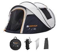 DERYAN Tente Pop-up pour 4 Personnes - Étanche jusqu'à 2000 mm, avec Coutures scellées et Tapis de Sol Extra épais - Montée et pliée en 2 Secondes - avec piquets de haubanage - Crème