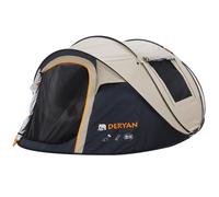DERYAN Tente pop-up pour 4 personnes, étanche jusqu'à 2000 mm, avec coutures scellées et tapis de sol extra épais, montée et pliée en 2 secondes, avec piquets de haubanage, sable