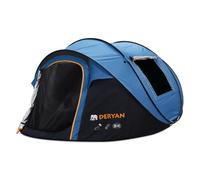 DERYAN Tente pop-up pour 4 personnes, étanche jusqu'à 2000 mm, avec coutures scellées et tapis de sol extra épais, montée et pliée en 2 secondes, avec piquets de haubanage, bleu marine