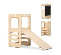 Deryan Tour d Observation Enfant Montessori - Stable & Sécurisée, Hauteur réglable sur 3 Niveaux - Tour d'apprentissage - Fabriqué en Europe - 90 cm - Learning Tower/Toddler Tower - Naturel