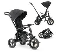 DERYAN Tricycle Bébé Explorer de 9 Mois à 25 kg - Draisienne Évolutif - Velo Poussette - Trike Bebe - Facile À Plier - Pliable - Capote dépliable avec Pare-Soleil - Noir