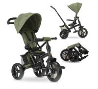 Deryan Tricycle Bébé Explorer de 9 Mois à 25 kg, Draisienne Évolutif, Velo Poussette, Trike Bebe, Facile À Plier, Pliable, Capote dépliable avec Pare-Soleil, Siège Réversible, Rangement, Vert