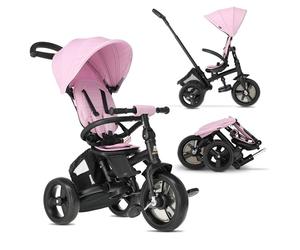 Deryan Tricycle Bébé Explorer de 9 Mois à 25 kg, Draisienne Évolutif, Velo Poussette, Trike Bebe, Facile À Plier, Pliable, Capote dépliable avec Pare-Soleil, Siège Réversible, Rangement, Rose